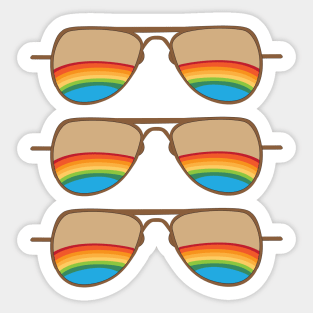 Triple Rainbow Sunglasses Illustration Sticker